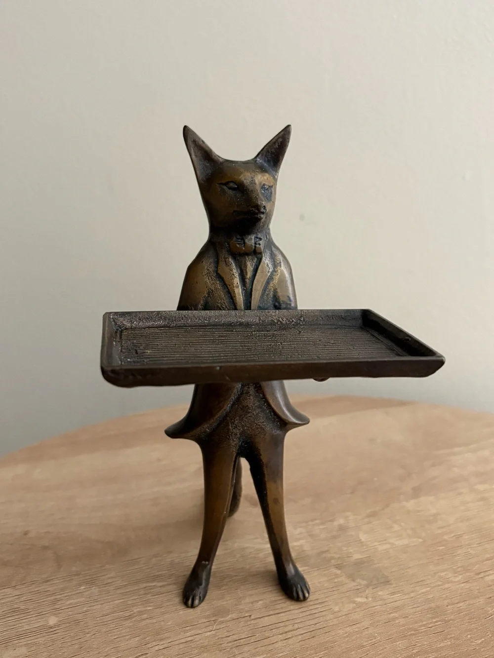 Vintage Brass Fox Butler Business Card Holder